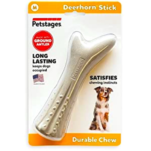 Petstages Deerhorn Antler Alternative Dog Chew Toy Grey Large NEW!! - Picture 1 of 3